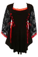 Plus Size Gothic Lace Anastasia Top in Black and Scarlet Red