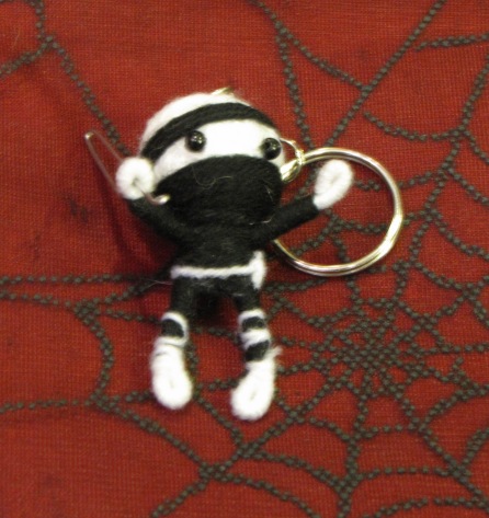 White and Black Ninja Voodoo Keychain - Click Image to Close