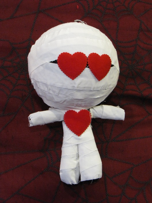 White Black & Red Hearts Mummy Large Voodoo Doll White Black & Red Hearts Mummy Large Voodoo Doll