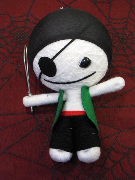 White & Black Pirate w Sword Large Voodoo Doll