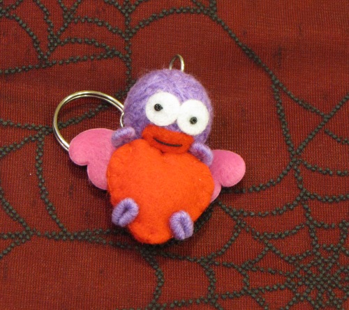 Purple and Red Wings with Heart Voodoo Keychain - Click Image to Close