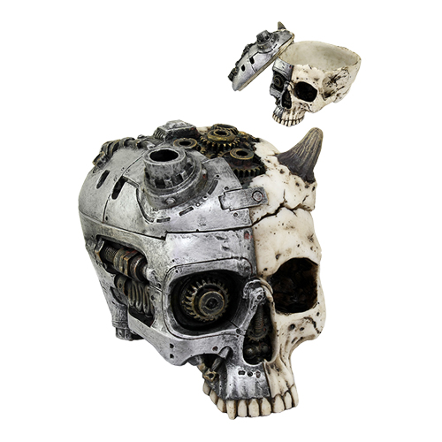 Mechanized Steampunk Horned Skull Box - Click Image to Close