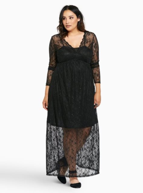 Torrid Plus Size Black Lace Maxi Dress Size 1X Only