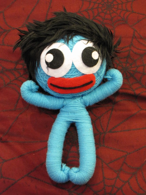 Blue Crazy Hair Man Large Voodoo Doll - Click Image to Close