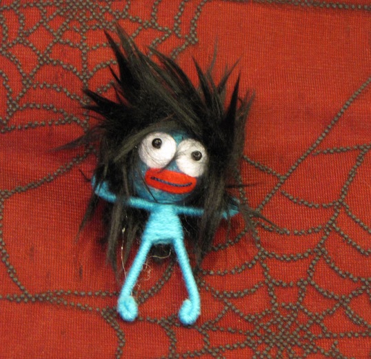 Blue Crazy Hair Man Voodoo Keychain - Click Image to Close