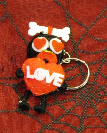 Tiki Man with Bone and Heart Eyes Love Voodoo Keychain - Click Image to Close