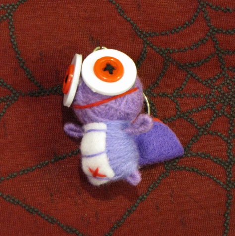 Purple and Red Wing Dragon Button Eyes Voodoo Keychain