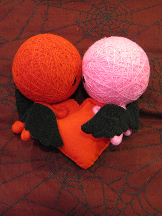 Red Black & Pink Angels w Heart Large Voodoo Doll Red Black & Pink Angels w Heart Large Voodoo Doll