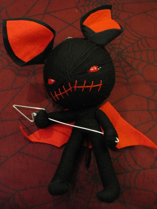 Black Gremlin Devil w Pitchfork & Wings Large Voodoo Doll