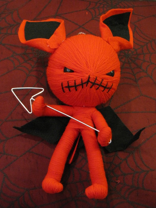 Red Gremlin Devil with Pitchfork and Wings Large Voodoo Doll