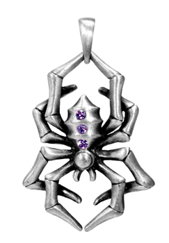 Spyder Pendant Necklace w Purple Stones