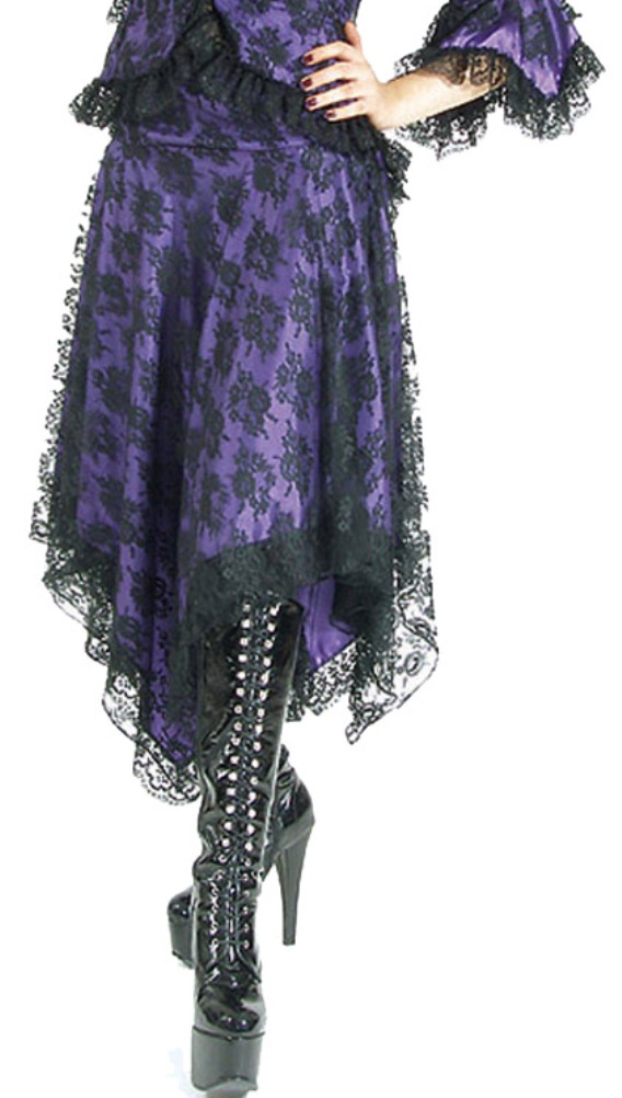 Eternal Love Violet Gothic Kerchief Skirt Taffeta Lace - Click Image to Close