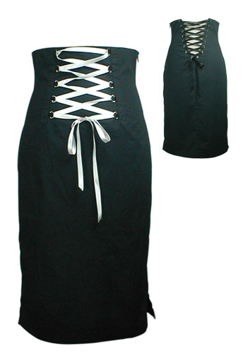 Punk Goth Bondage Stiletto Black Corset Skirt
