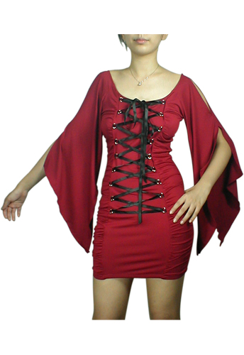Red Lace-Up Angel Corset Mini Dress