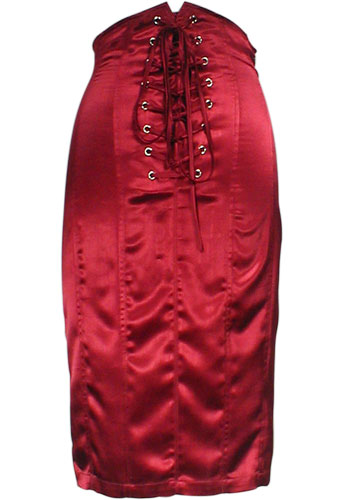 Plus-Size Red High-Waist Lace Corset Pencil Skirt