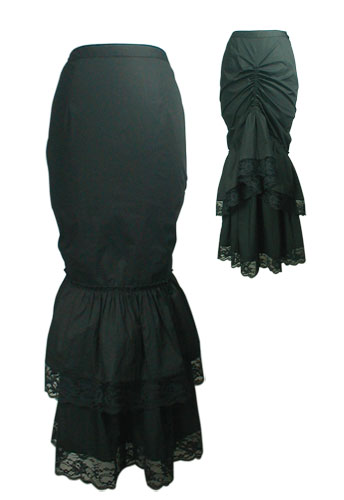Plus Size Black Gothic Victorian Lace Long Skirt