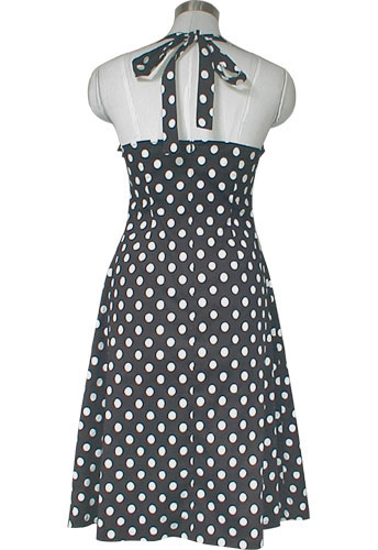 Plus Size Rockabilly Black and White Polka-Dot Halter Dress - Click Image to Close
