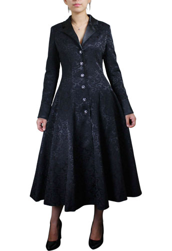 Plus-size Black Gothic Jacquard Long Coat
