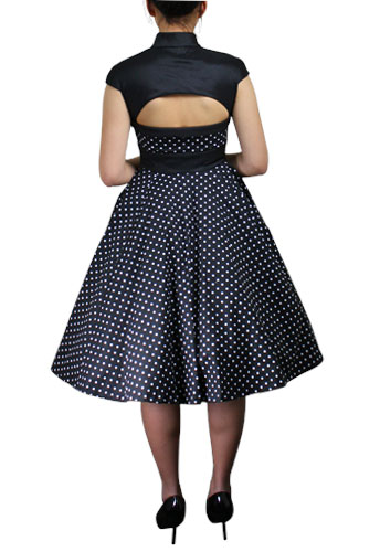 Plus Size Black Archaize Polka Dot Dress - Click Image to Close