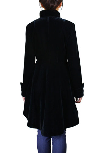 Plus Size Black Gothic Flocking Velvet Asymmetry Jacket - Click Image to Close
