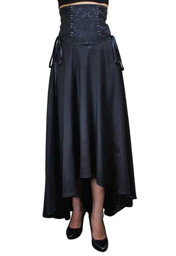 Plus Size Black Gothic Corset Ribbon Asymmetry Skirt