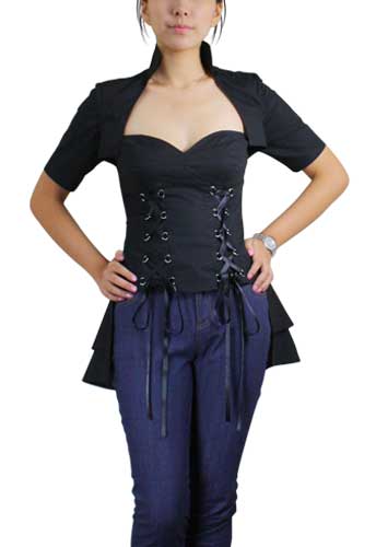 Plus Size Black Double Lace Up Corset Top