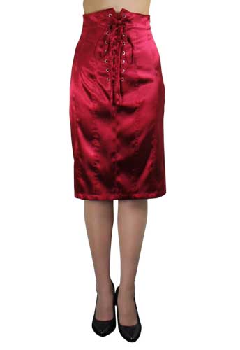 Plus Size Red High Waist Lace Corset Pencil Skirt