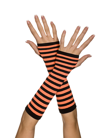 Orange & Black Opaque Stripes Arm Warmers - Click Image to Close