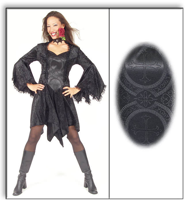Eternal Love Plus Size Black Gothic Crucifix+ Roses Morgana