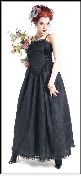 Eternal Love Gothic Black Taffeta Lace Party Dress - Click Image to Close
