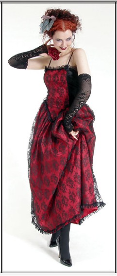 Eternal Love Gothic Scarlet Taffeta Lace Party Dress - Click Image to Close