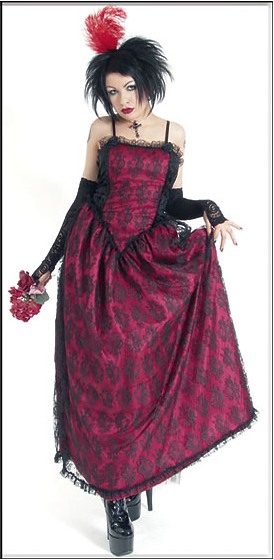 Eternal Love Gothic Wine Taffeta Lace Party Dress - Click Image to Close