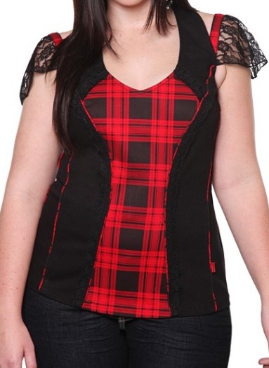Tripp Black and Red Plaid Halter Top