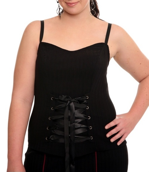 Lip Service Black Striped Lace-Up Corset Top