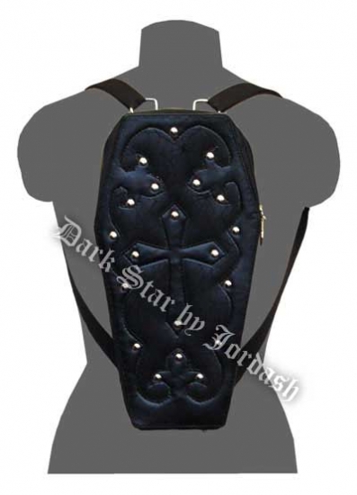 Dark Star Purple Gothic PVC Coffin Cross Backpack Purse - Click Image to Close