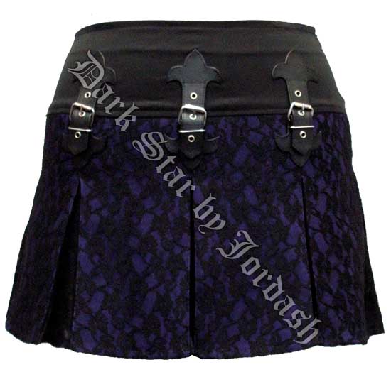 Dark Star Gothic Black & Purple Lace PVC Mini Skirt Dark Star Gothic Black & Purple Lace PVC Mini Skirt