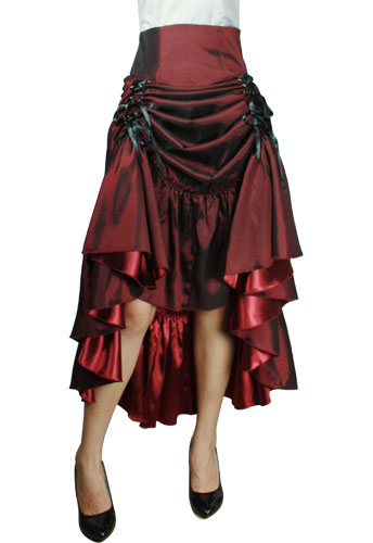 Plus Size Burgundy Gothic Three Way Lace Up Skirt