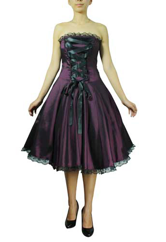 Plus Size Black and Purple Gothic Corset Ribbon Lace Dress - Click Image to Close