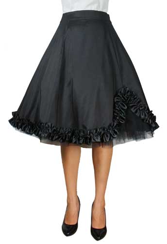 Plus Size Black Satin Gothic Ruffled Skirt Plus Size Black Satin Gothic Ruffled Skirt