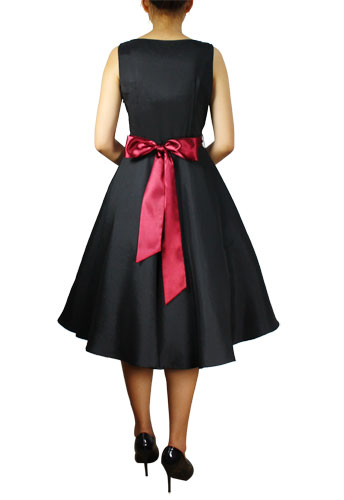 Plus Size Black and Red Satin Retro Rockabilly Dress - Click Image to Close