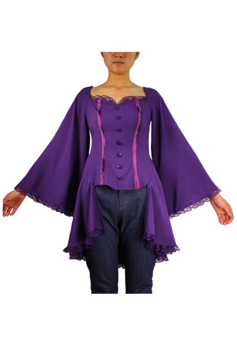 Plus Size Purple Gothic Bat Wing Flared Bustier Corset Top - Click Image to Close