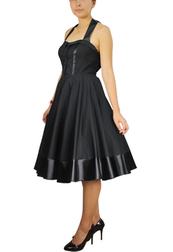 Plus Size Black Tie Back Rockabilly Gothic Swing Dress - Click Image to Close