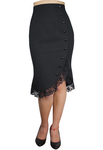 Plus Size Black Pinup Ruffle Skirt - Click Image to Close
