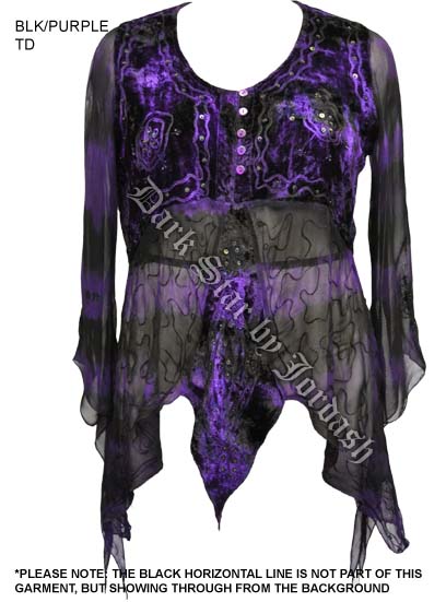 Dark Star Purple Black Gothic Velvet Georgette Mesh Renaissance - Click Image to Close