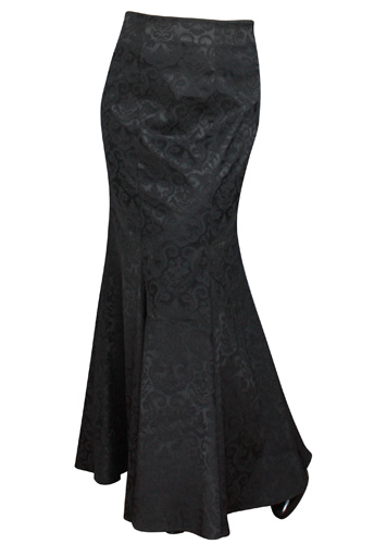 Plus Size Jacquard Gothic Long Black Corset Fishtail Skirt - Click Image to Close