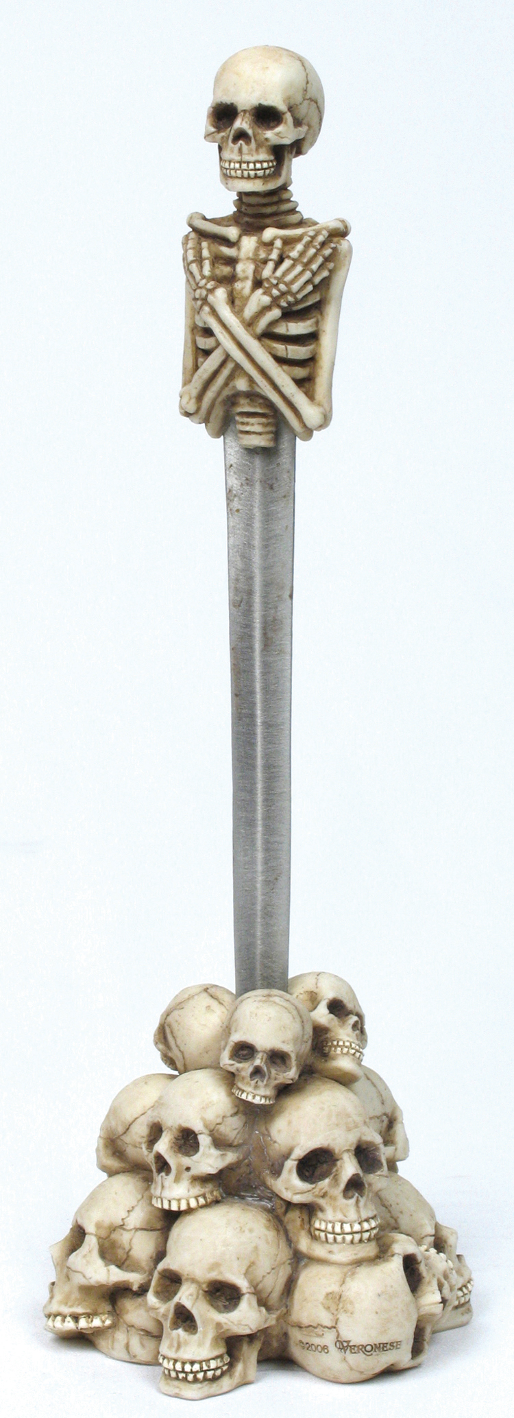 Skeleton Letter Opener with Skull Hill Base