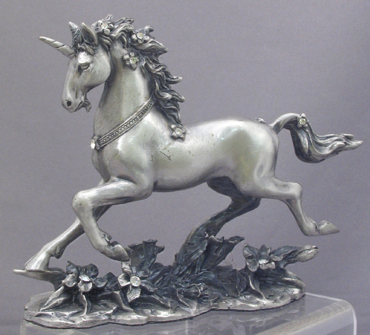 Pewter Unicorn with Crystal