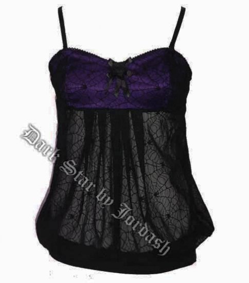 Dark Star Black & Purple Cobweb Lace Top