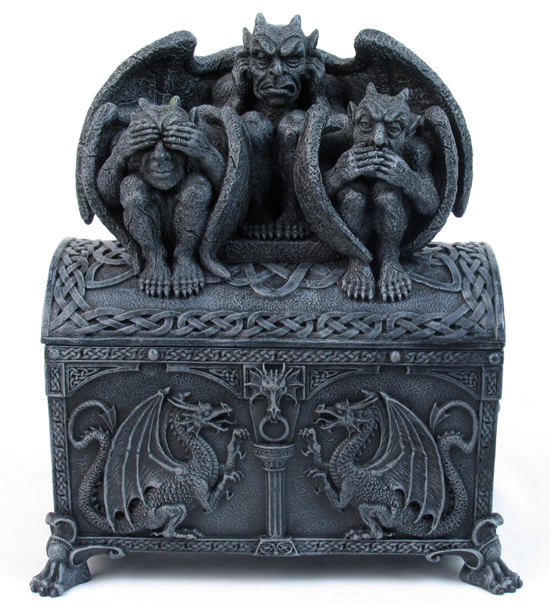See, Speak, and Hear No Evil Gargoyle Jewelry Box