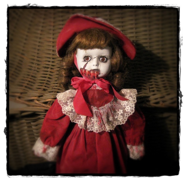 Vampire in Red Brown Eyes Creepy Horror Doll by Bastet2329